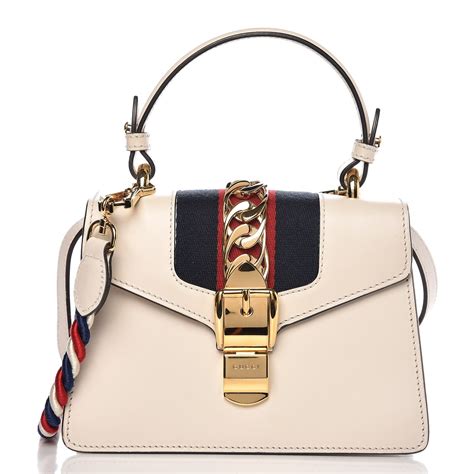 gucci mini sylvie chain bag|GUCCI Calfskin Mini Sylvie Chain Shoulder Bag White.